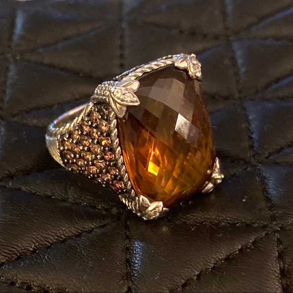 Judith Ripka size cognac quartz Monaco ring